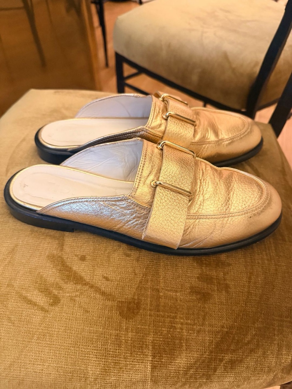TIBI Gold Metallic Morris Slipper / Loafer Mules 38.5 / 39 EU - Picture 4 of 6